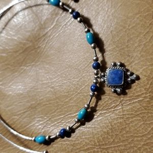 Sterling Silver Turquoise Lapis Necklace